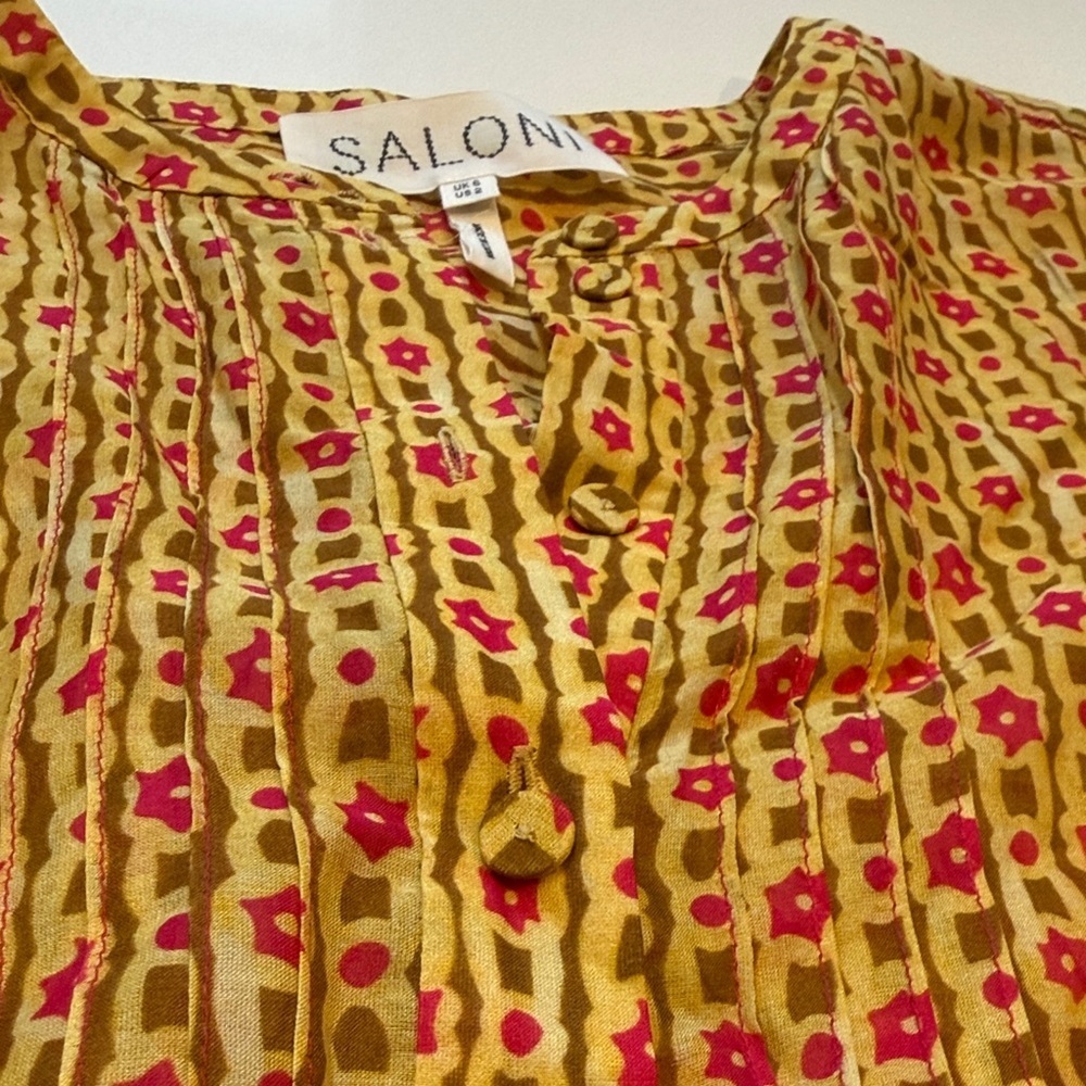 SALONI Bette Belted Silk Blend Voile Mini Dress, Daisy Trail, Size 2 - Picture 10 of 14